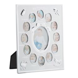 Koliažas 13 nuotraukų 29x24x0,85cm., baltos/sidabrinės spalvos