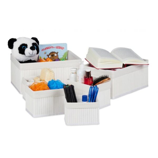 Rinkinys iš 6 krepšelių, baltos spalvos