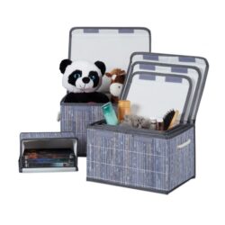 Rinkinys iš 5 krepšelių, pilkos/kreminės spalvos