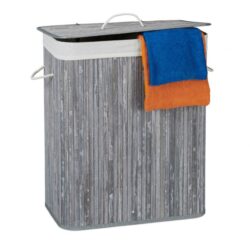 Skalbinių krepšelis su 2 skyriais 63x55x35cm, 95L., pilkos/baltos spalvos