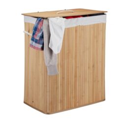 Skalbinių krepšelis su 2 skyriais 63x55x35cm, 95L., šviesiai rudos/baltos spalvos