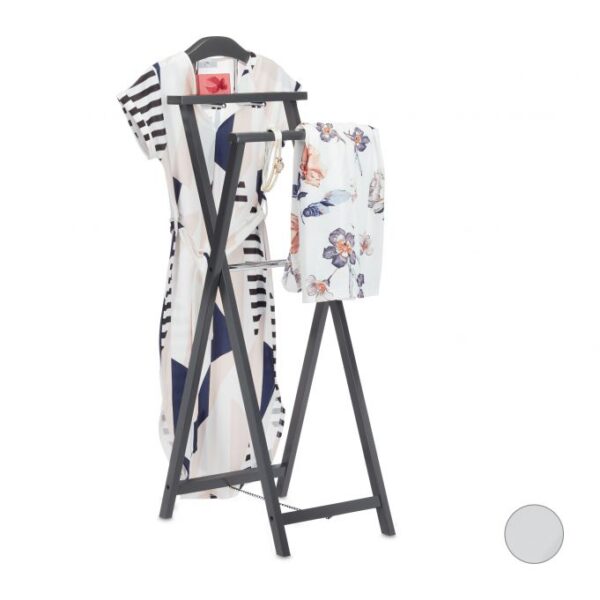 Sulankstoma drabužių kabykla 118x44x54cm., tamsiai pilkos/sidabrinės spalvos