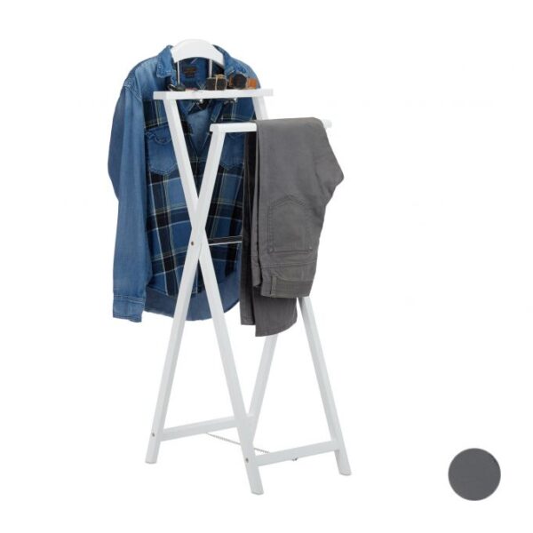 Sulankstoma drabužių kabykla 118x44x54cm., baltos/sidabrinės spalvos
