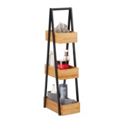 Vonios lentyna su 3 lentynos 81x18x30cm., šviesiai rudos/juodos spalvos