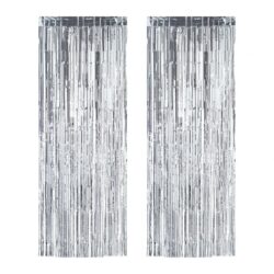 Rinkinys iš 2 vakarėlio užuolaidų 250x100cm., sidabrinės spalvos