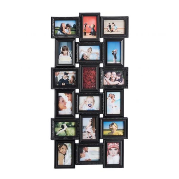 Koliažas 18 nuotraukų 104x54x2,5cm., juodos spalvos