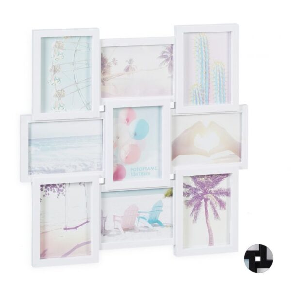 Koliažas 9 nuotraukų 54x54x2,5cm., baltos spalvos