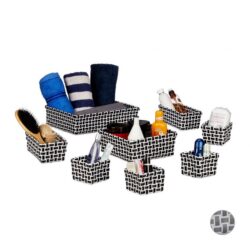 Rinkinys iš 8 krepšelių, juodos/baltos spalvos