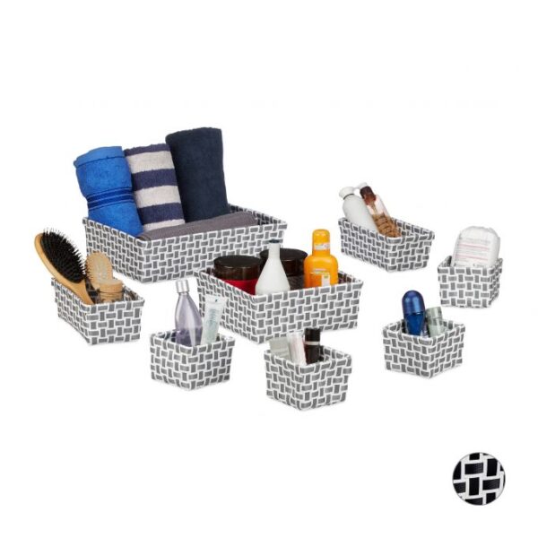 10025160_685_1_f92218e1af548cfb3312440202e11d14.jpg Rinkinys iš 8 krepšelių, pilkos/baltos spalvos