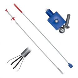 Mechaninis lankstus griebtuvas 60x4,5x2cm., mėlynos/sidabrinės/raudonos spalvos