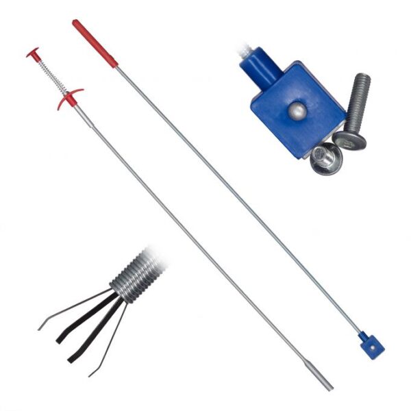 Mechaninis lankstus griebtuvas 60x4,5x2cm., mėlynos/sidabrinės/raudonos spalvos