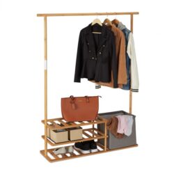 Drabužių kabykla su lentynomis 154x124x33cm., šviesiai rudos/pilkos spalvos