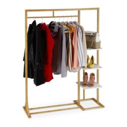 Drabužių kabykla su lentynomis 155x120x40cm., šviesiai rudos/baltos spalvos