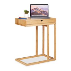 Šoninis staliukas su stalčiumi 68x55x35cm., šviesiai rudos spalvos