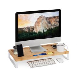 Monitoriaus stovas 9x60x30cm., šviesiai rudos/sidabrinės spalvos