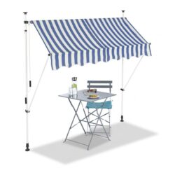 Automatiniu būdu ištraukiama markizė 200x120cm., tamsiai mėlynos/baltas/juodos spalvos