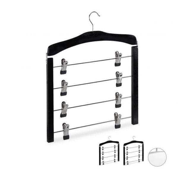 Kelnių pakabos 3vnt., juodos/sidabrinės spalvos