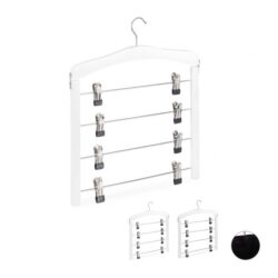 Kelnių pakabos 3vnt., baltos/juodos/sidabrinės spalvos