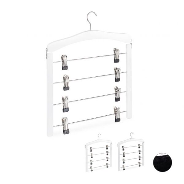 Kelnių pakabos 3vnt., baltos/juodos/sidabrinės spalvos