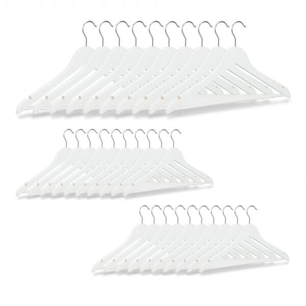 Drabužių pakabos 30vnt., baltos/sidabrinės spalvos