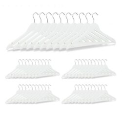 Drabužių pakabos 50vnt., baltos/sidabrinės spalvos