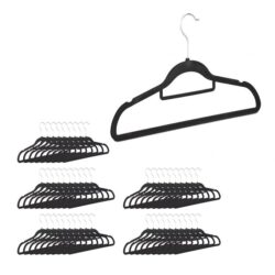 Drabužių pakabos 50vnt., juodos/sidabrinės spalvos