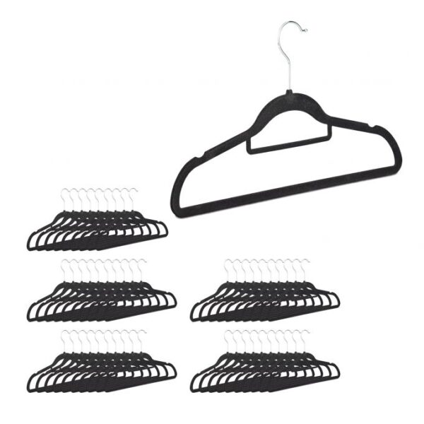 Drabužių pakabos 50vnt., juodos/sidabrinės spalvos