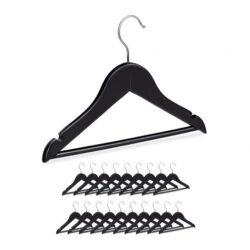 Drabužių pakabos 20vnt., juodos/sidabrinės spalvos