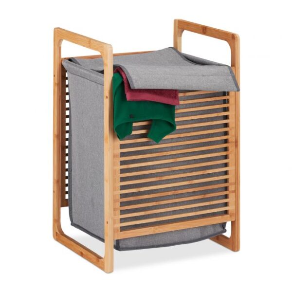 Skalbinių krepšys 60cmx40x35cm, 43L., pilkos/šviesiai rudos spalvos