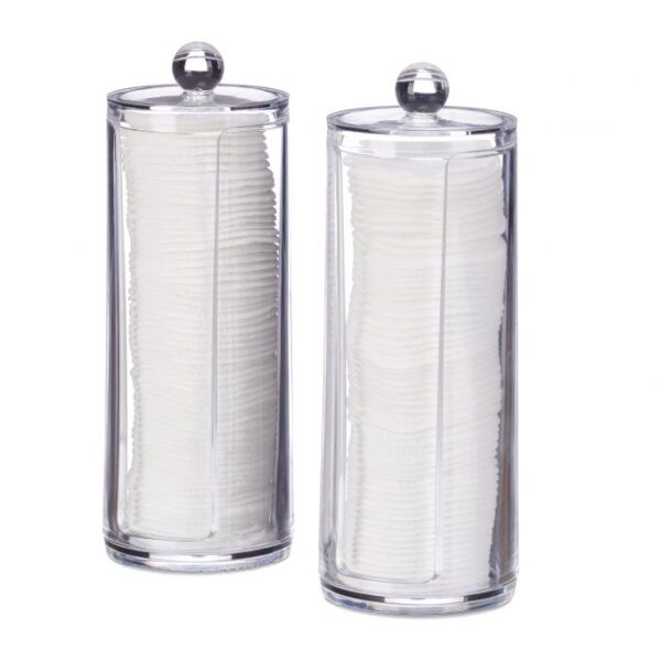 Rinkinys iš 2 skaidrių organizatorių medvilniniams diskams laikyti 20x7cm.