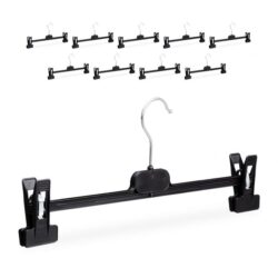 Kelnių pakabos 10vnt., juodos/sidabrinės spalvos