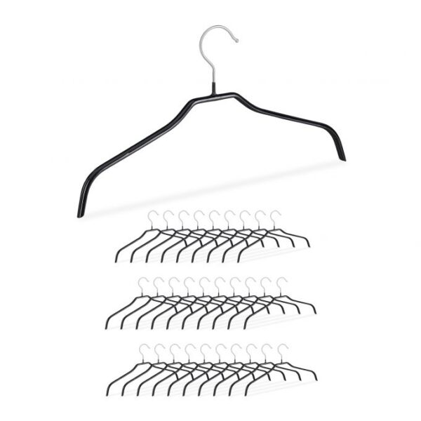 Drabužių pakabos 30vnt., juodos/sidabrinės spalvos