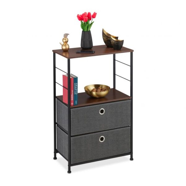 Svetainės spintelė 85,5x55x30cm., tamsiai pilkos/tamsiai rudos/juodos spalvos