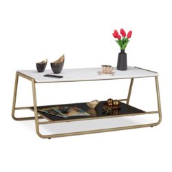 Kavos staliukas 42x110x55cm., baltos/auskinės/juodos spalvos