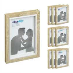 Rinkinys iš 10 nuotraukų rėmelių 17x12,5x2cm., šviesiai rudos/baltos spalvos