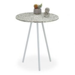 Šoninis staliukas 50x41cm., baltos/sidabrinės spalvos