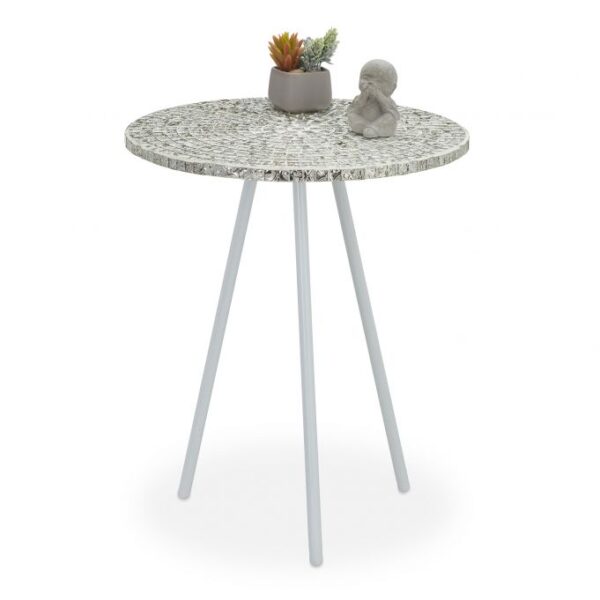 Šoninis staliukas 50x41cm., baltos/sidabrinės spalvos