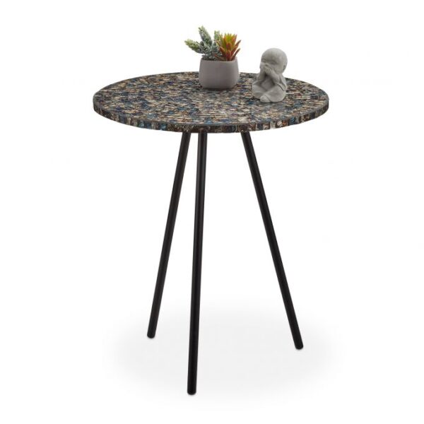 Šoninis staliukas 50x41cm., juodos/tamsiai mėlynos/auksinės spalvos