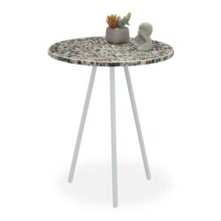 Šoninis staliukas 50x41cm., baltos/tamsiai mėlynos/sidabrinės spalvos