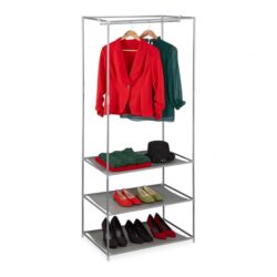 Drabužių kabykla su lentynomis 179,5x72x48cm., pilkos/sidabrinės spalvos