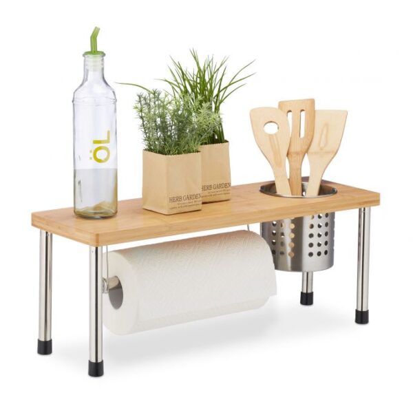 Pastatoma virtuvės lentyna 21x55x18cm., šviesiai rudos/sidabrinės spalvos