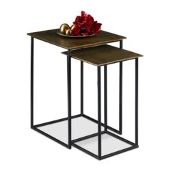 Komplektas iš 2 staliukų, juodos/auksinės spalvos