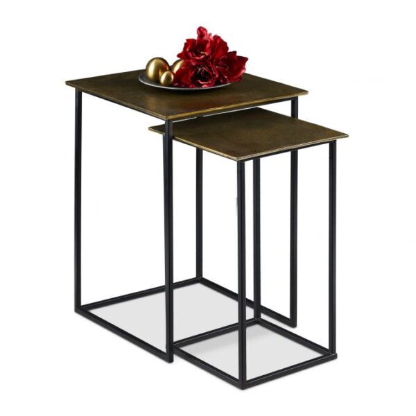 Komplektas iš 2 staliukų, juodos/auksinės spalvos