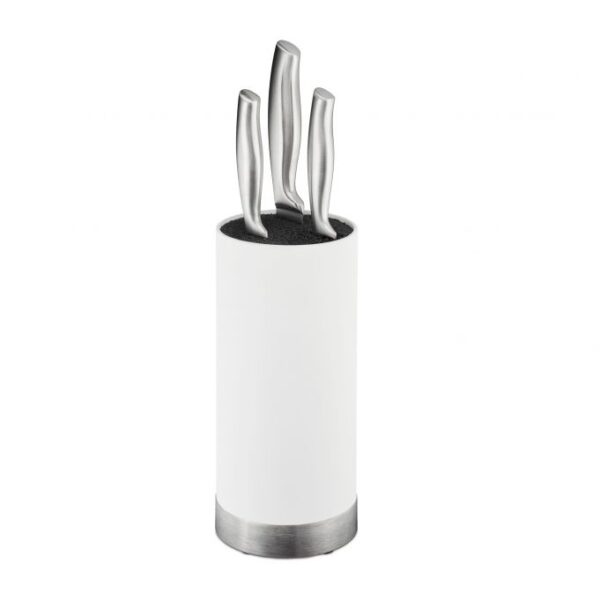 Peilių stovas 22x11cm., baltos/sidabrinės/juodos spalvos