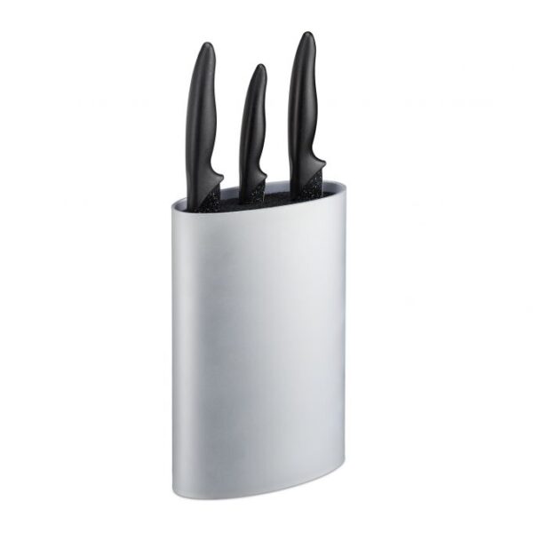 Peilių stovas 22x16,5x6,5cm., sidabrinės/juodos spalvos