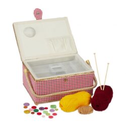 Siuvimo reikmenų dėžutė 17x31x23cm., auksinės/raudonos/baltos spalvos