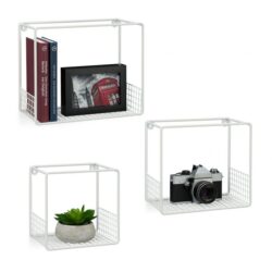 Rinkinys iš 3 sieninių lentynų, baltos spalvos