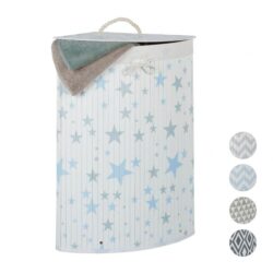 Skalbinių krepšys 65,5x49,5x37cm, 60L., šviesiai mėlynos/baltos spalvos