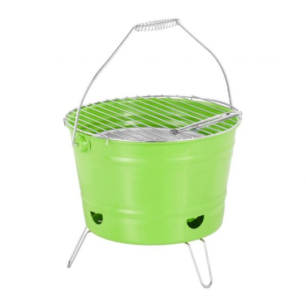 Nešiojamas grilis 40x30x36cm., žalios/sidabrinės spalvos