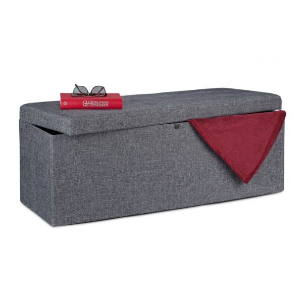 Sulankstomas suolas su pertvara 38,5x110x37,5cm., pilkos spalvos